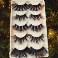 Lashes Eyelashes Natural Mink 5d 25mm Black Cotton Oem Customized Fur Long Band Style Sales